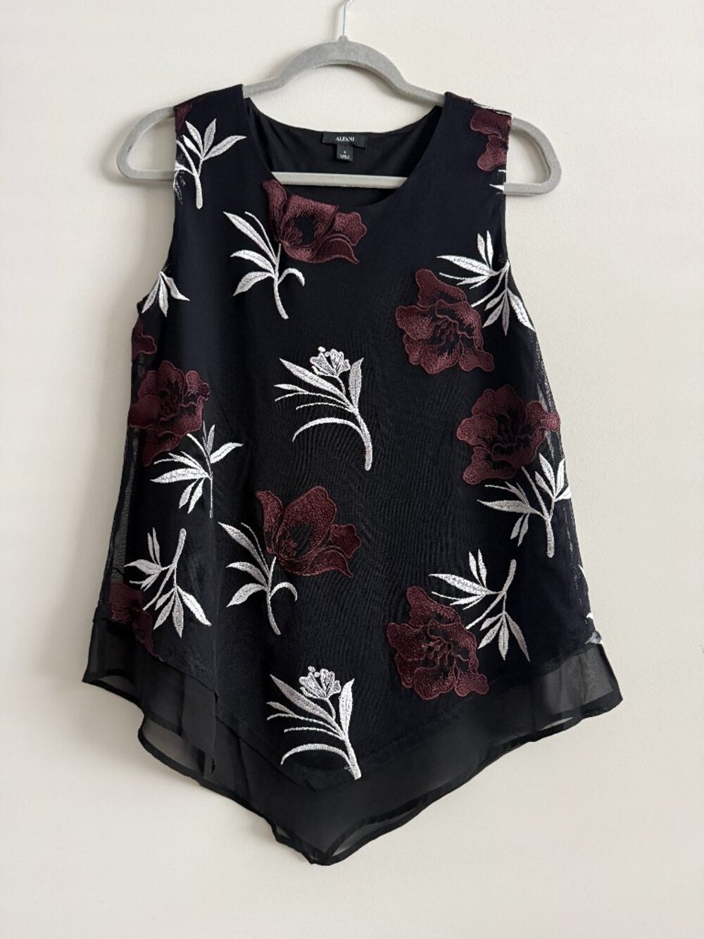 Alfani Embroidered Sheer Lined Top